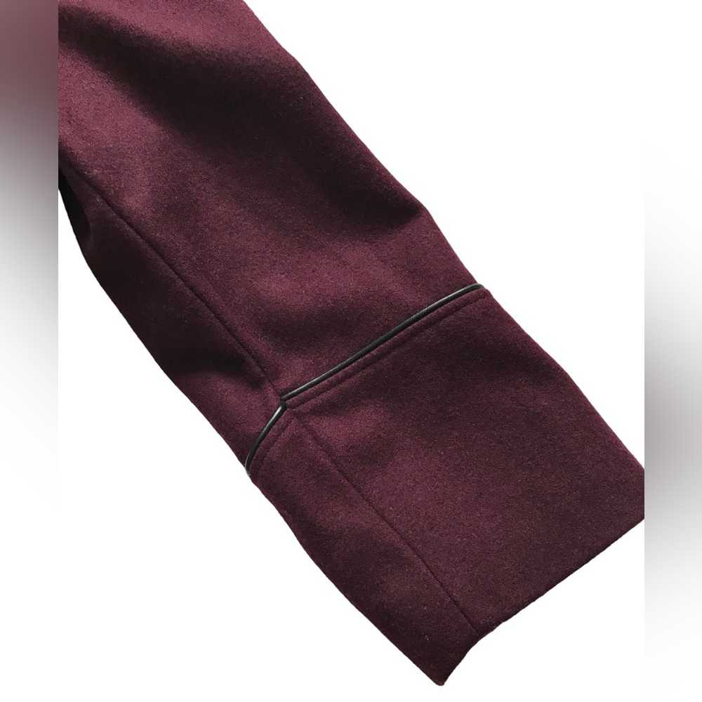 Marcona Women’s Wool Blend Winter Jacket Burgundy Single Breasted Pockets - Picture 10 of 14
